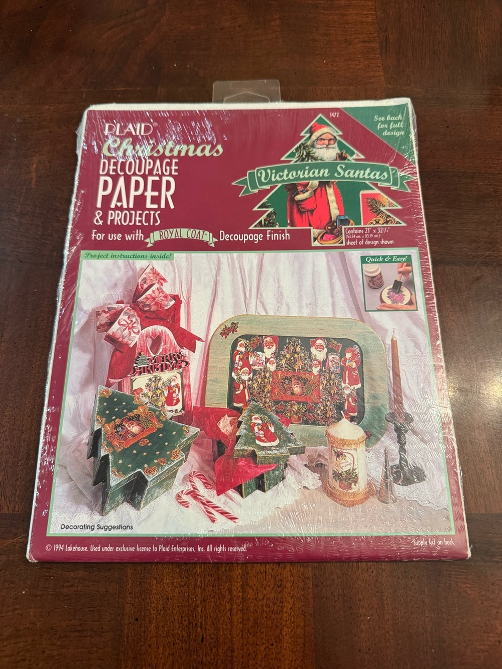 Victorian Santas Plaid Christmas Decoupage Paper New Sealed